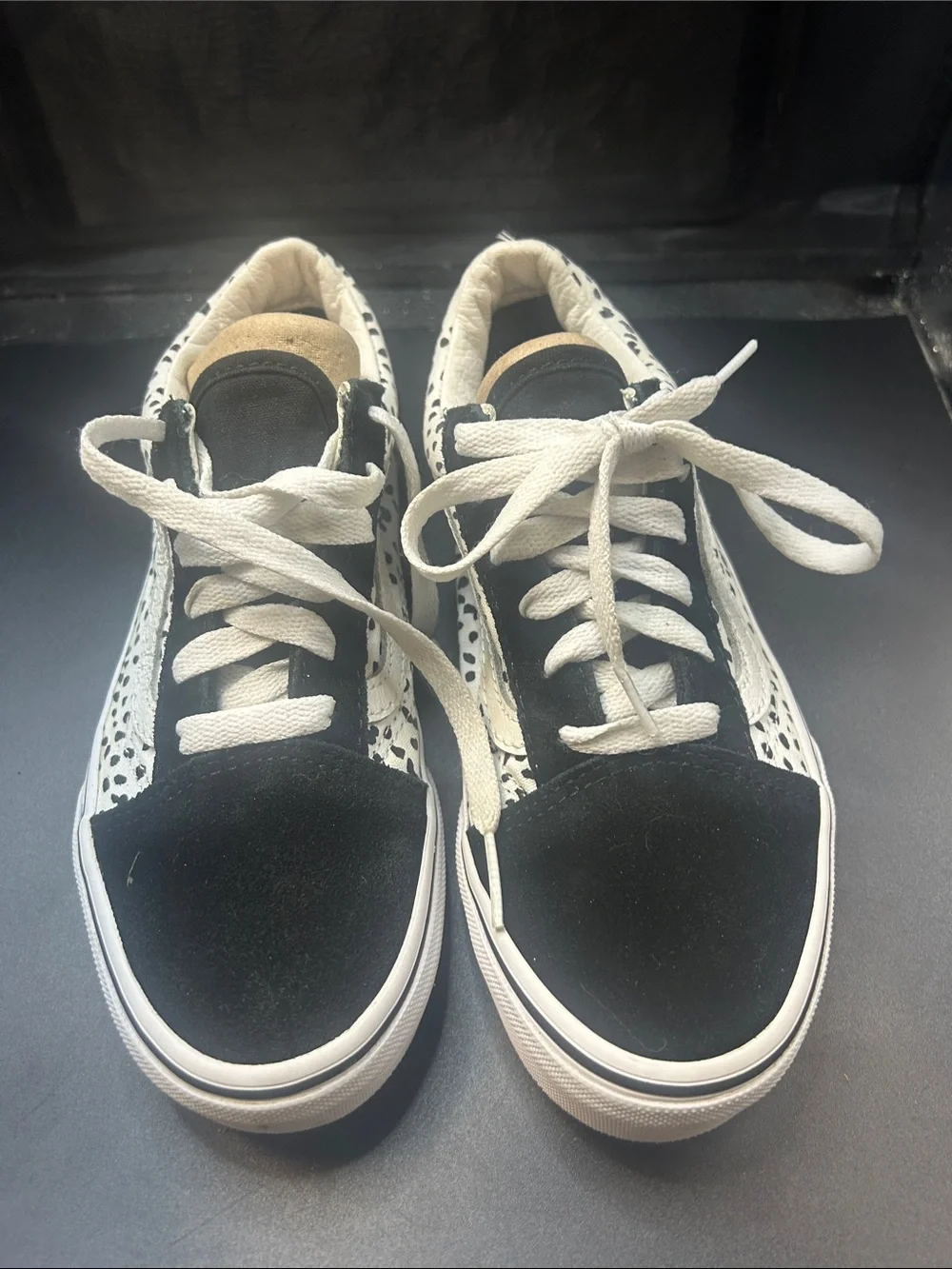 Vans Black and White Low-Top Sneakers with Speckled Sides